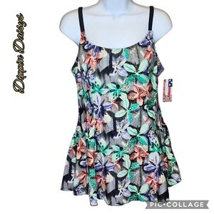 Dippin Daisy's swim suit one piece floral padded cups adjustable straps sz 18w